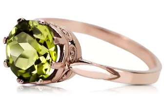 Yellow Peridot Original Vintage 14K Rose Gold Ring Vintage Jewlery vrc366r