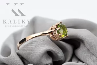 Ring Vintage Stil Gelber Peridot Originales Vintage-Roségold aus 14 Karat vrc366r