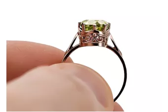 Yellow Peridot Original Vintage 14K Rose Gold Ring Vintage Jewlery vrc366r