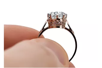 Оригинално ретро 14k розово злато Циркон Пръстен Винтидж vrc366r