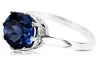 Vintage 925 Silver Sapphire Ring 14k, Round 7.5mm