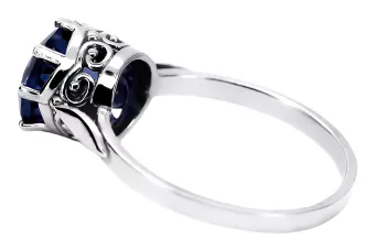 Inel vintage de argint 925 cu safir 14k, rotund 7,5mm