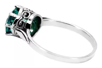 Argent sterling 925 Émeraude Anneau Style vintage vrc366s