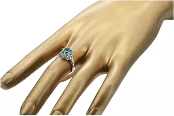 Argent sterling 925 Émeraude Anneau Style vintage vrc366s