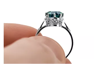 Argent sterling 925 Émeraude Anneau Style vintage vrc366s