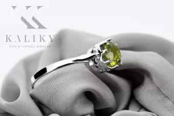 Peridot galben Lira sterlină de argint 925 Inel Vintage bijuterii vrc366s
