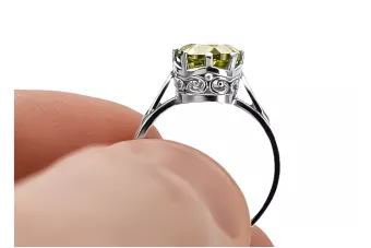 Klasikinis žiedas Vintage Geltonas Peridotas 925 Sidabrinis vrc366s