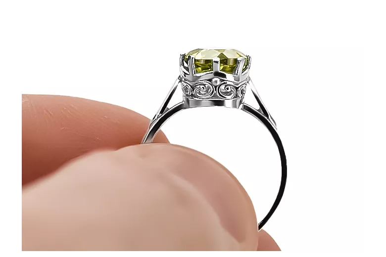 Peridoto amarillo Plata de ley 925 Anillo Estilo vintage vrc366s