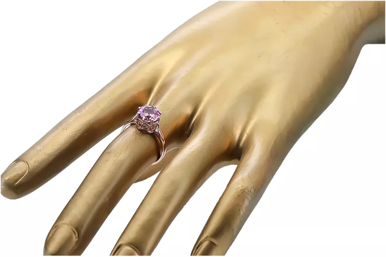 Vintage style Ring Amethyst Sterling silver rose gold plated vrc366rp