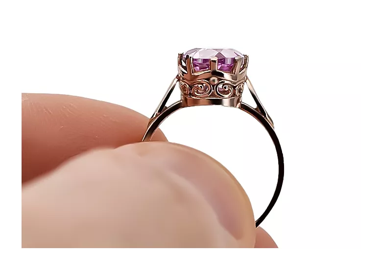 Vintage Schmuck Ring Amethyst Sterling Silber rosévergoldet vrc366rp