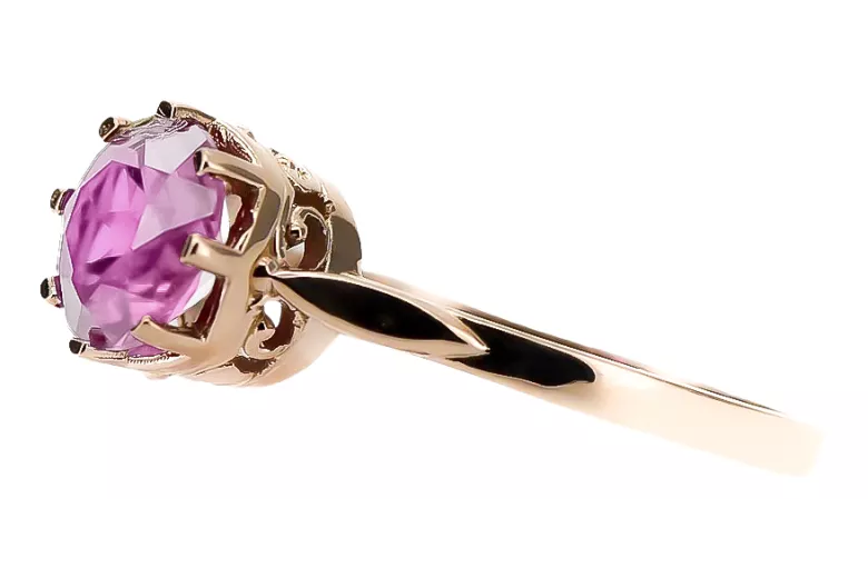 Vintage style Ring Amethyst Sterling silver rose gold plated vrc366rp