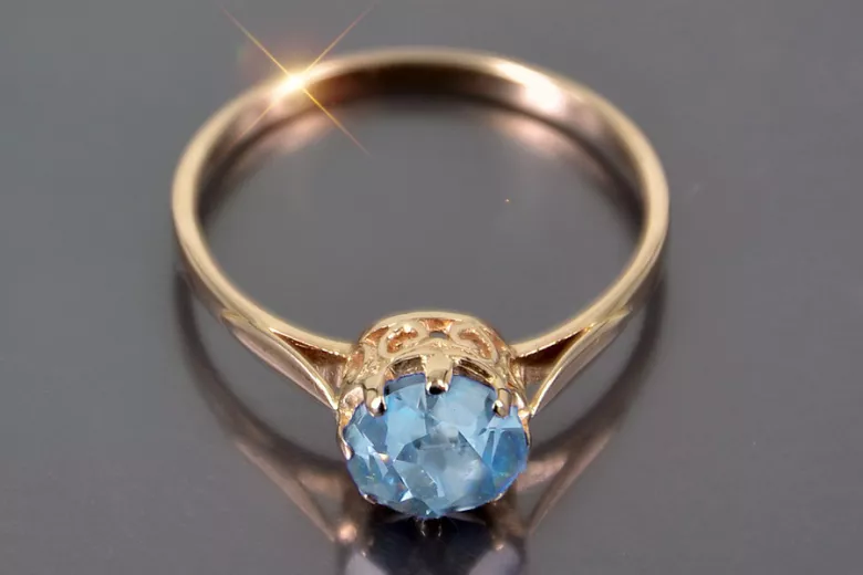 Ring Vintage Aquamarine Sterling silver rose gold plated vrc366rp