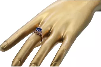 Plata de ley chapada en oro rosa Zafiro Anillo Artesanía vintage vrc366rp