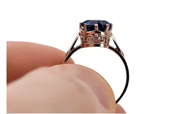 Кольцо Сапфир Стерлинговое серебро с покрытием из розового золота Винтаж изделия vrc366rp