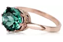 Ring Emerald Sterling silver rose gold plated Vintage craft vrc366rp