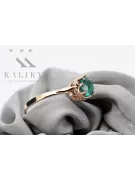 Ring Emerald Sterling silver rose gold plated Vintage craft vrc366rp