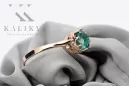 Ring Emerald Sterling silver rose gold plated Vintage craft vrc366rp