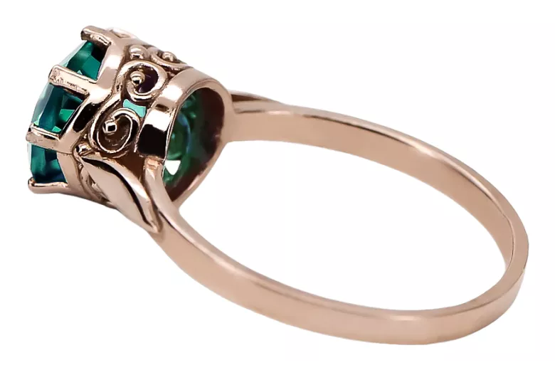 Ring Emerald Sterling silver rose gold plated Vintage craft vrc366rp