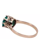 Ring Emerald Sterling silver rose gold plated Vintage craft vrc366rp