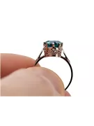 Ring Emerald Sterling silver rose gold plated Vintage craft vrc366rp