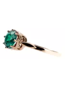 Ring Emerald Sterling silver rose gold plated Vintage craft vrc366rp