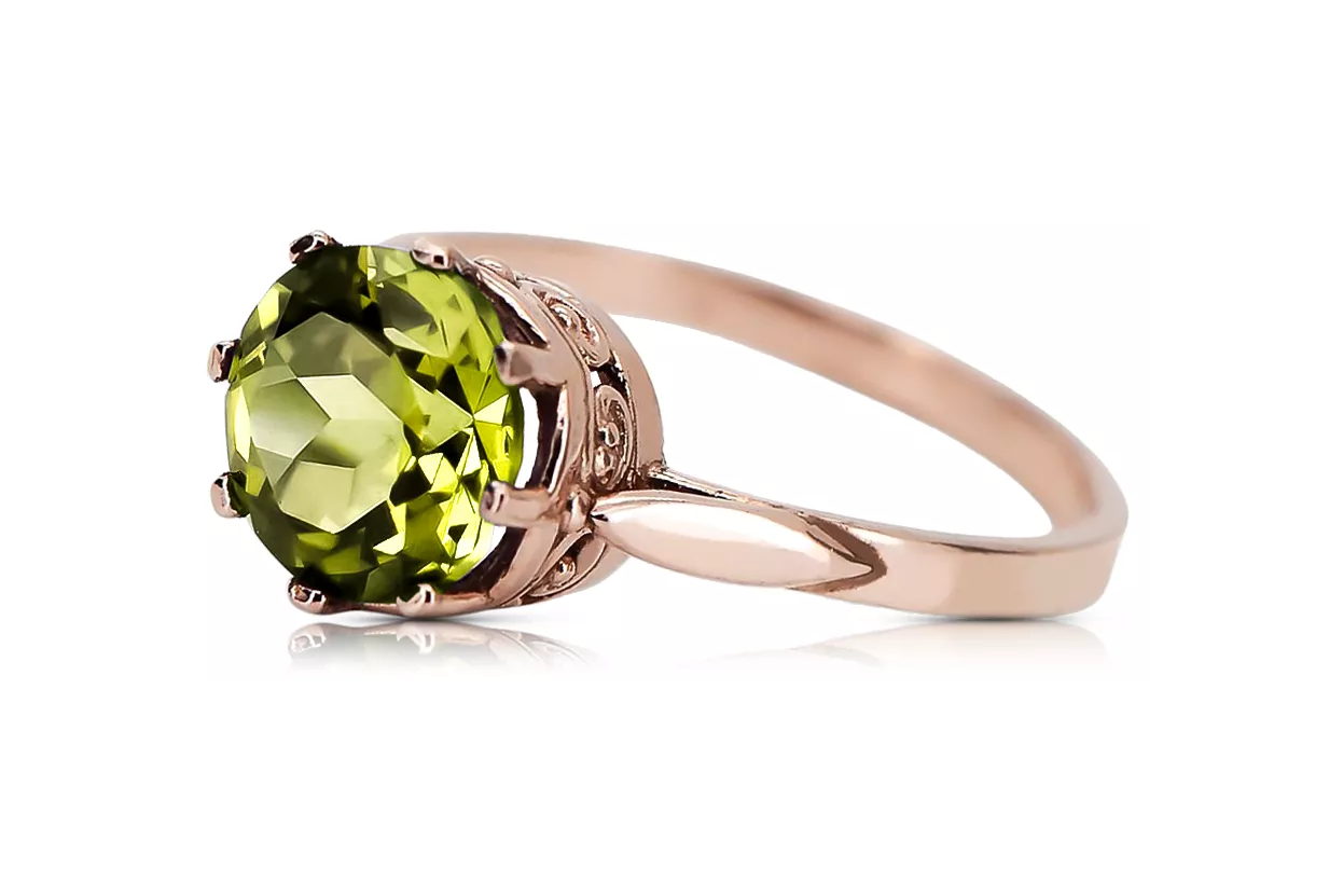 Anillo Joyería vintage Peridoto amarillo Plata de ley chapada en oro rosa vrc366rp