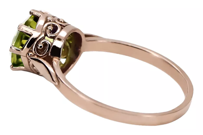 Ring Yellow Peridot Sterling silver rose gold plated Vintage craft vrc366rp