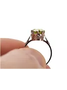 Ring Yellow Peridot Sterling silver rose gold plated Vintage craft vrc366rp