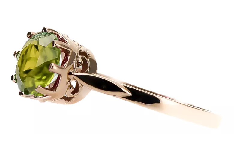 Ring Yellow Peridot Sterling silver rose gold plated Vintage craft vrc366rp