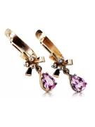 Boucles d'oreilles rose 14k 585 or améthyste vec045 Vintage