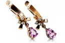 Boucles d'oreilles rose 14k 585 or améthyste vec045 Vintage