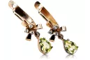 Boucles d'oreilles péridot en or rose 14 carats 585 vec045 style soviétique russe vintage