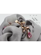 Rose pink 14k 585 gold ruby earrings vec045 Vintage Russian Soviet style