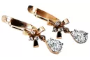 Boucles d'oreilles en or rose 14 carats 585, réglage vec045, style soviétique russe vintage