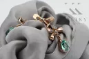 Boucles d'oreilles émeraude en or rose 14 carats 585 vec045 style soviétique russe vintage