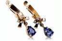 Rose pink 14k 585 gold sapphire earrings vec045 Vintage