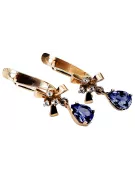 Rose pink 14k 585 gold sapphire earrings vec045 Vintage