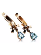 Rose pink 14k 585 gold aquamarine earrings vec045 Vintage Russian Soviet style