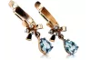 Rose pink 14k 585 gold aquamarine earrings vec045 Vintage Russian Soviet style