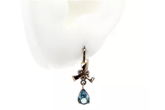 Rose rosa 14k 585 gold aquamarine Ohrringe vec045 Vintage russischer Sowjetstil