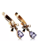 Boucles d'oreilles rose 14k 585 or alexandrite vec045 Vintage russe style soviétique