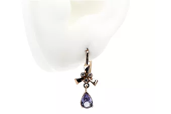 Rosa rosa 14k 585 pendientes de oro alexandrite vec045 Estilo soviético ruso vintage