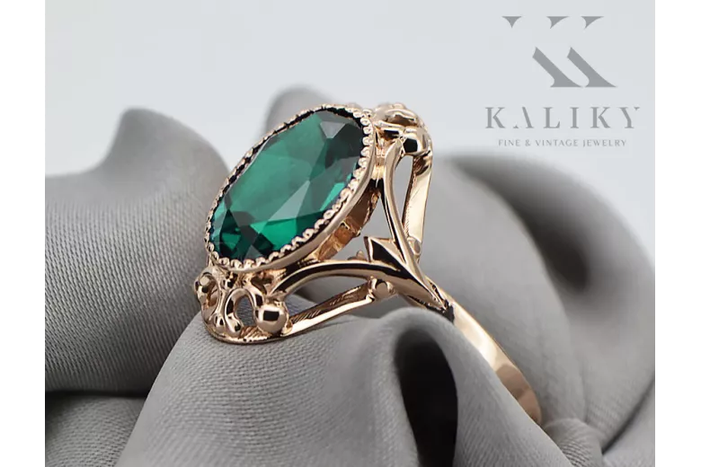 Original Vintage 14K Rose Gold Emerald Ring Vintage vrc128r