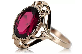 Anillo Rubí Oro rosa antiguo original de 14k Estilo vintage vrc128r