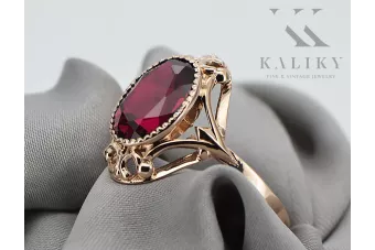 Anillo Rubí Oro rosa antiguo original de 14k Estilo vintage vrc128r