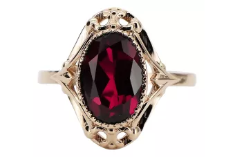 Anillo Rubí Oro rosa antiguo original de 14k Estilo vintage vrc128r