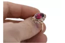 Anneau Rubis Or rose 14 carats vintage d'origine Artisanat vintage vrc128r