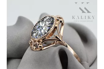 Циркон Оригинално ретро 14k розово злато Пръстен Винтидж стил vrc128r