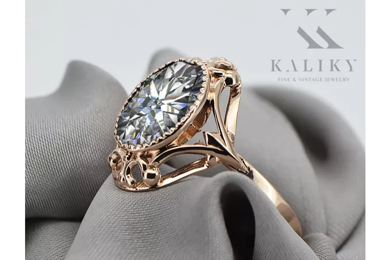 Originales Vintage-Roségold aus 14 Karat Zirkon Ring Vintage Stil vrc128r