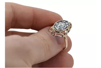 Циркон Оригинално ретро 14k розово злато Пръстен Винтидж стил vrc128r